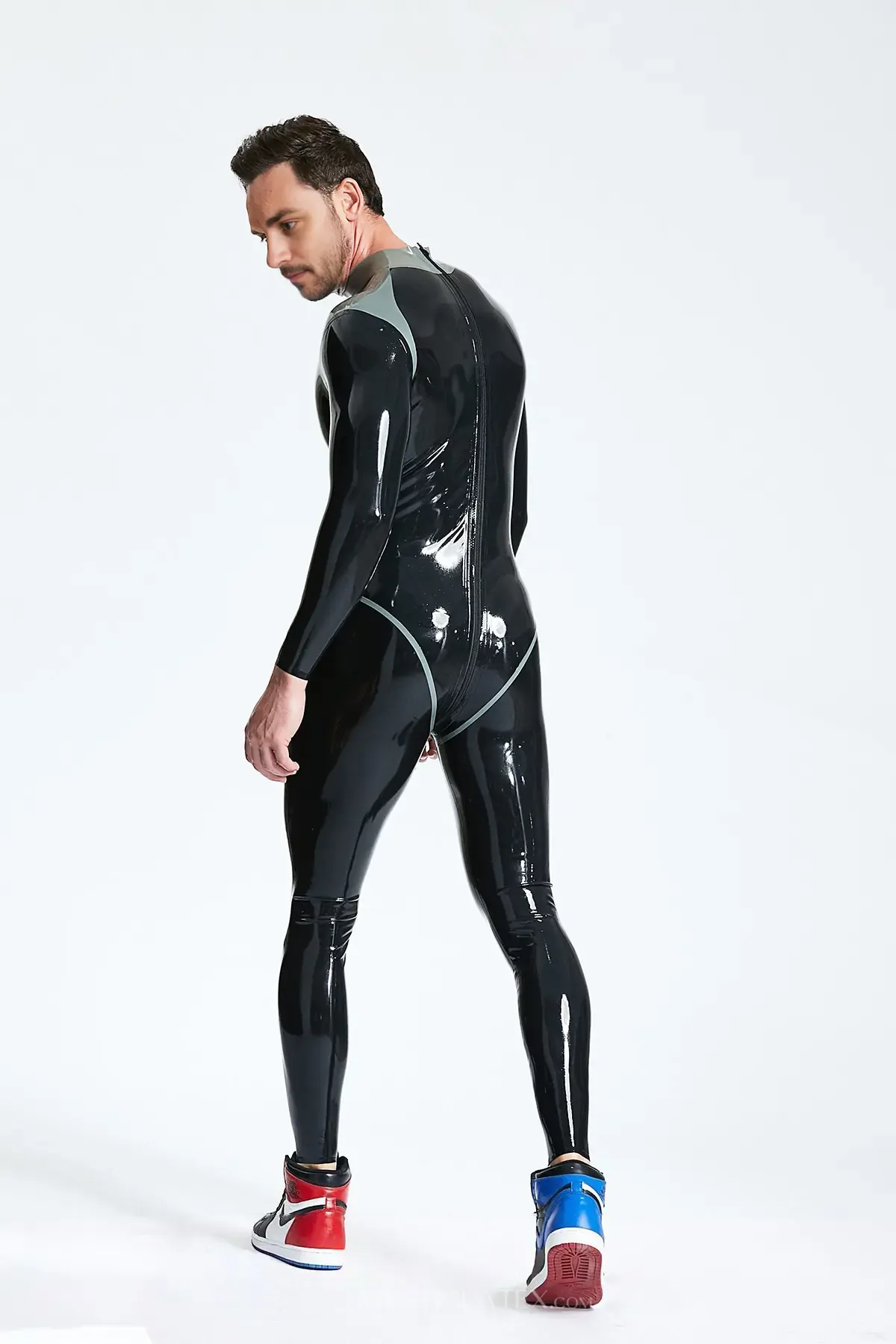 Male Contrast Color Trim Andromeda Latex Catsuit