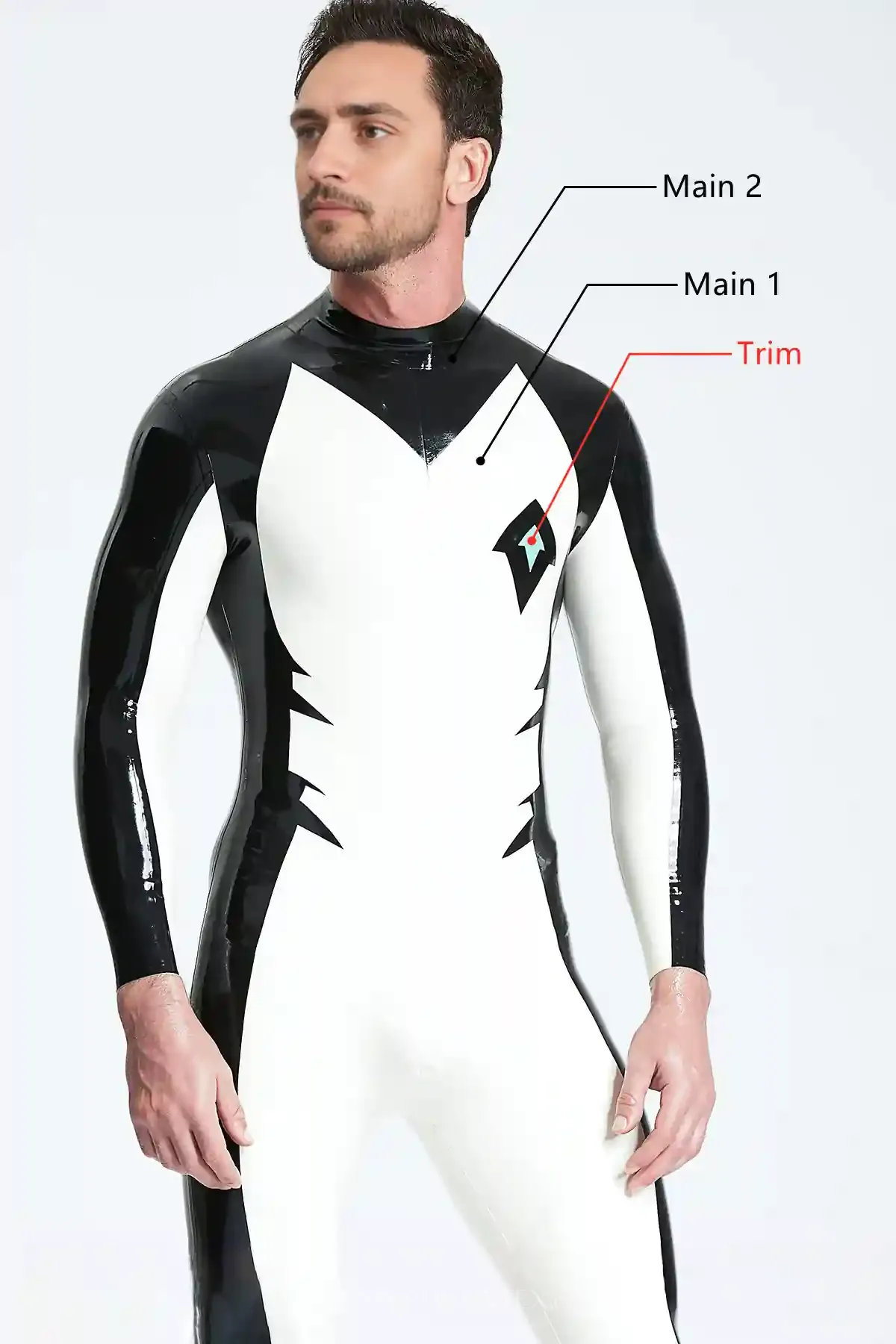 Long Sleeves Two-color Insignia Pattern Eye of Sauron Latex Catsuit