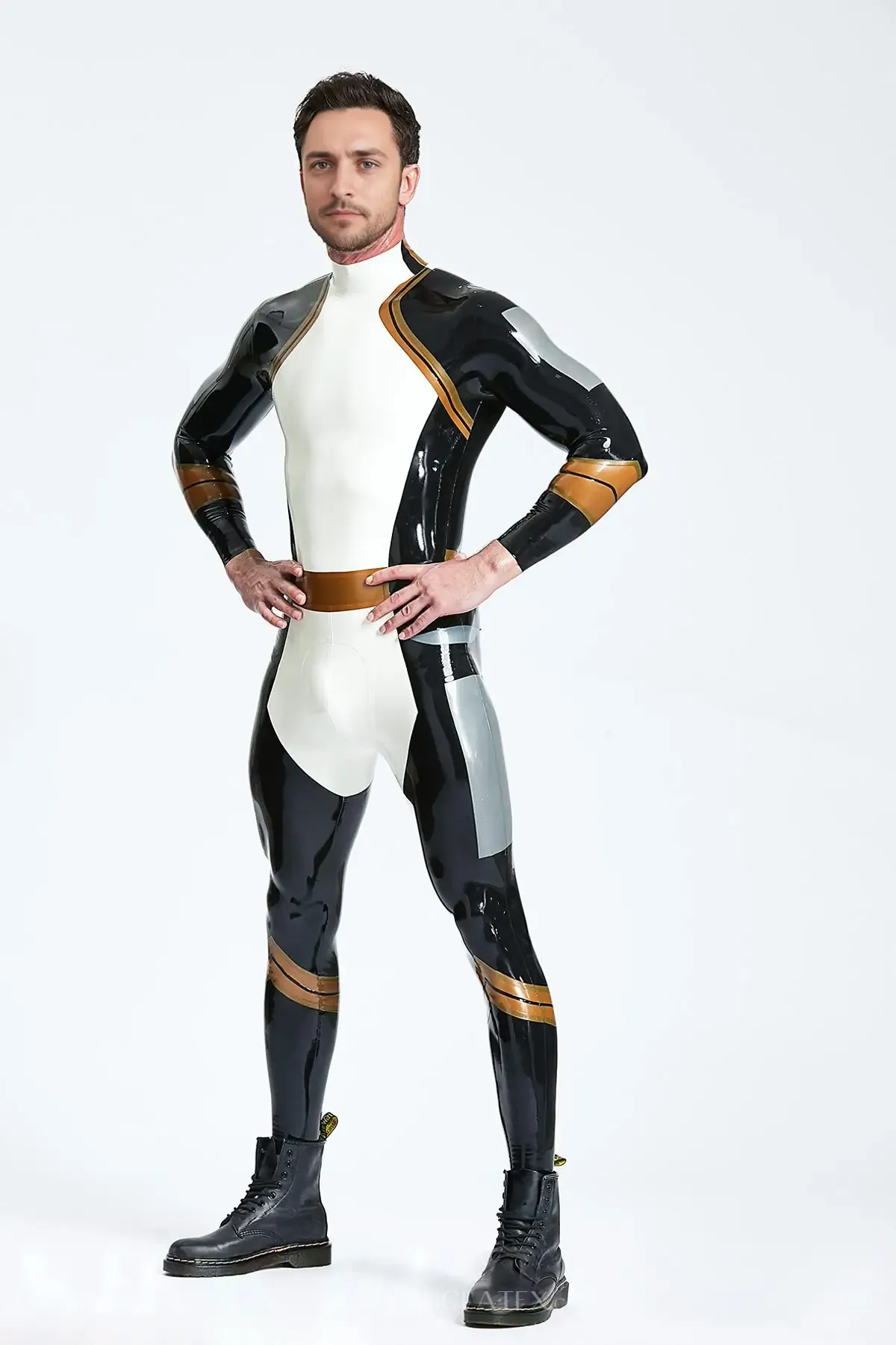 Fake Waistband Pattern Centaurus Latex Catsuit