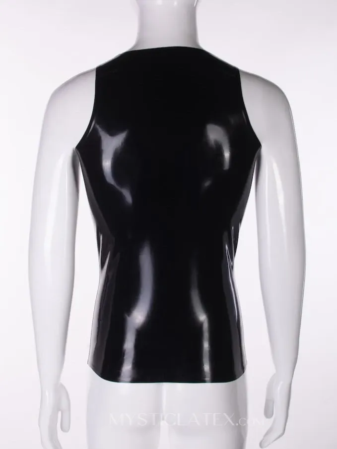 Black Sleeveless Contrast Latex Tank Top