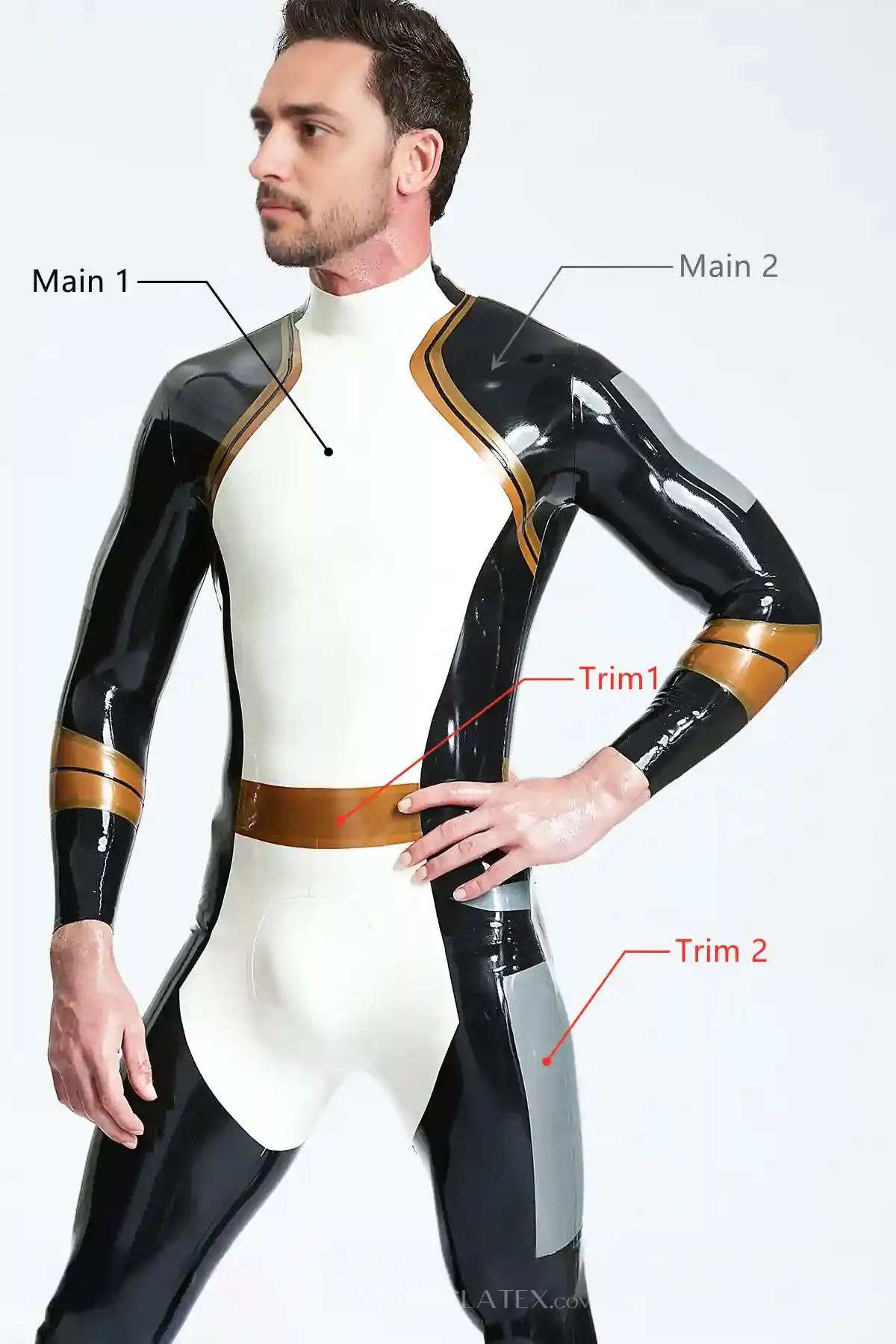 Fake Waistband Pattern Centaurus Latex Catsuit