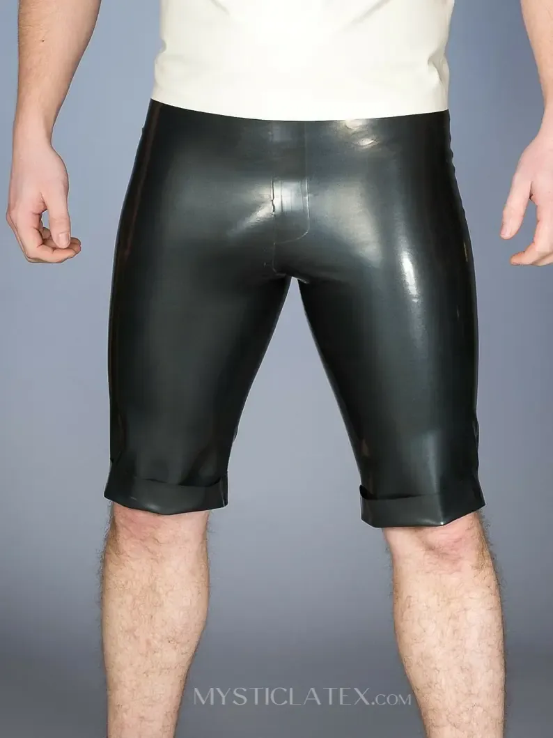 Latex Metallic Pewter Applique Fly Shorts