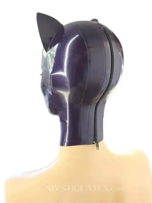 Cat Mask Latex Hood Attached Cat Ears