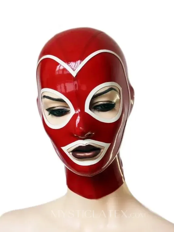 Latex Hood with Line Trim Face and Back Zipper