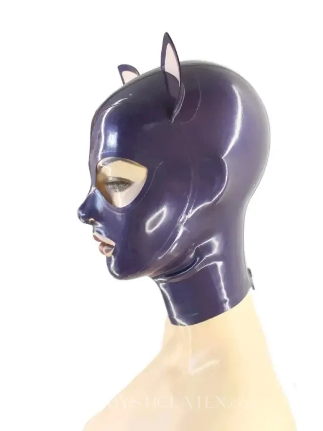 Cat Mask Latex Hood Attached Cat Ears