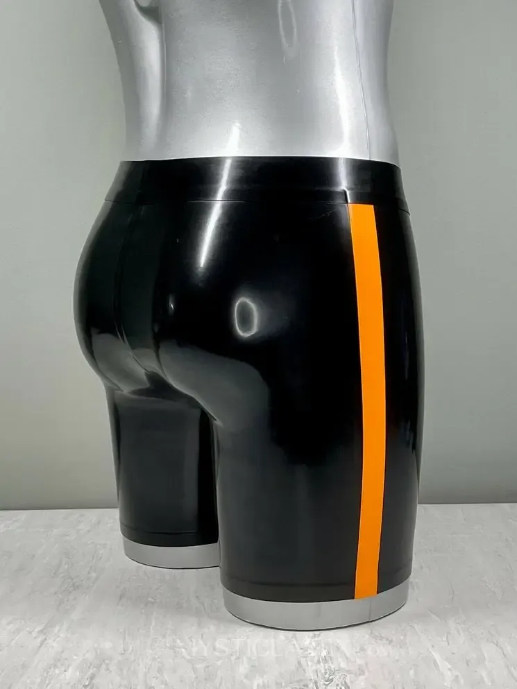 Black Latex Cycle Shorts with Side Stripe Cycle