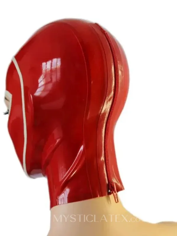 Latex Hood with Line Trim Face and Back Zipper
