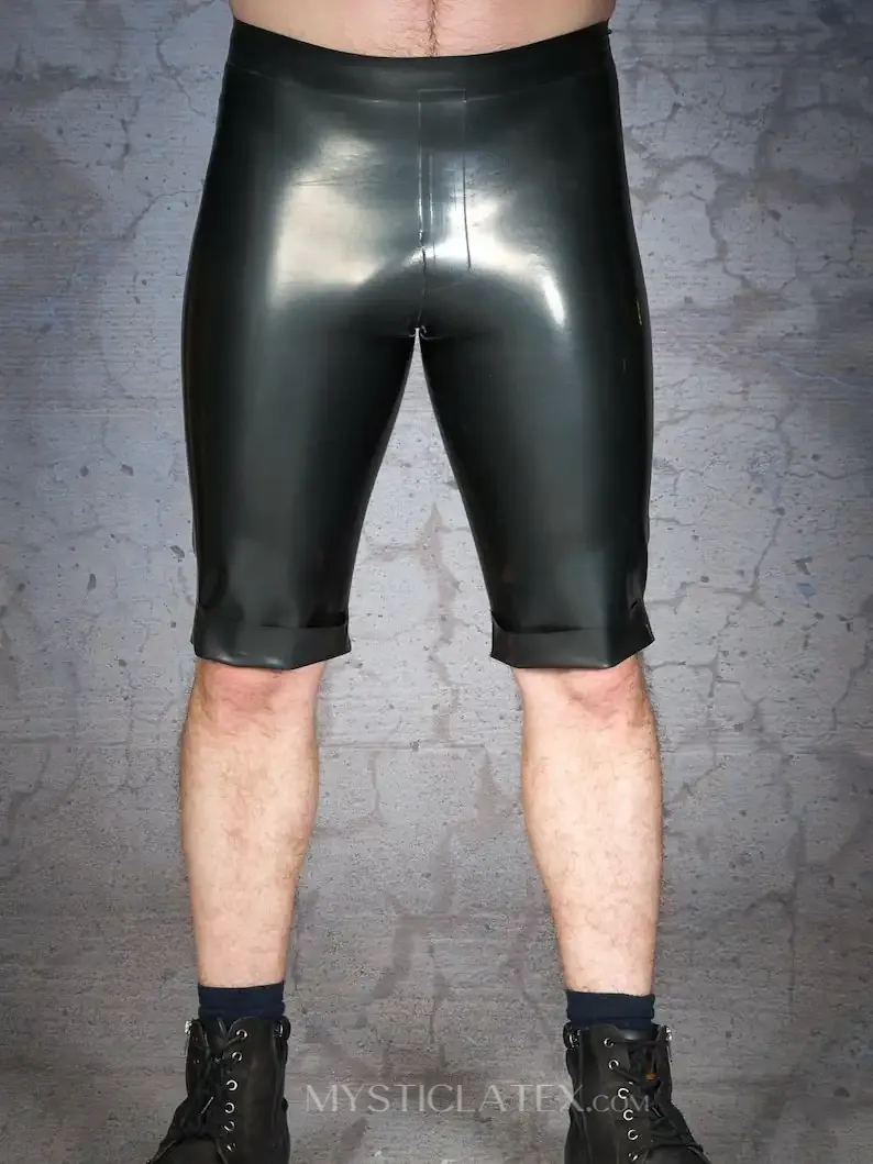Latex Metallic Pewter Applique Fly Shorts