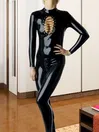 Natural Latex Clothing Black X Girl Latex Long Sleeves Catwoman Catsuit