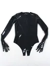 Natural Latex Suit Erotic Sexy Swimsuit Fetish Latex Suit with Five-finger Gloves