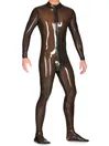 Sexy Rubber Clothing Fetish Latex Bodysuit Bondage Leotard Full Body Front Zip Catsuit without Hand and Hood
