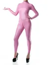 Rubber Fetish Latex Clothing Female Sexy Pink Lady Back Zip Latex Catsuit without Hood Customize for Women