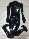 Black Fetish Latex Catsuit Back Zip Toe Socks Rubber Clothing Bodysuits Full Body Catsuit with Five Finger Socks 3D Breast