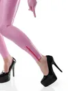 Rubber Fetish Latex Clothing Female Sexy Pink Lady Back Zip Latex Catsuit without Hood Customize for Women