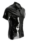 Rubber Fetish Latex Clothing Classic Latex Short Sleeves Lapel Uniform Male Maid Costume Latex Shirt Handmade