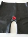 Rubber Fetish Latex Underwear Attached Anal Sheath Front Zipper Sexy Shorts Customize for Men