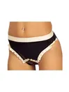 Black Latex Rubber Briefs White Trims Crotch Zip Latex Underwear Customize for Women