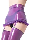 Rubber Fetish Latex Clothing Mini Skirt Clear Purple Garter with Frills Latex Rubber Bottoms Customize for Women