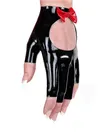 Sexy Unisex Latex Open Hole Half Fingers Short Latex Gloves with Red Bow-knot