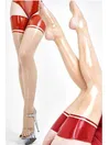 Rubber Fetish Stocks Transparent Latex Stockings Red Trims Thigh Tight Long Latex Stockings Customize for Women