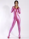 Women Latex Clothing Natural Latex Pink Front Zipper Latex Catsuit Skin Suit Women Latex Clothing Natural Latex Pink Front Zipper Latex Catsuit Skin Suit