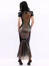 Black Short Sleeves Natural Latex Dress Back Design Dress Black Short Sleeves Natural Latex Dress Back Design Dress