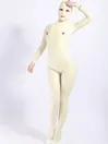 White Natural Latex Clothing Clothes Full Body Open Eyes Open Mouth Unisex Latex Catsuit
