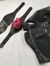 Natural Latex Hood Sexy Mask Rubber Blindfold with Mouth Teeth Gag Natural Latex Hood Sexy Mask Rubber Blindfold with Mouth Teeth Gag