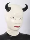 Nature Latex Head Cover White Devil Pattern Mask Latex Hood
