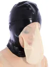 Nature Latex Animal Shape Head Cover Back Zipper Black Latex Hoods