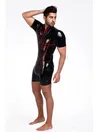 Men Grid Line Sketching Latex Surf Suit