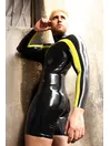 Strip Long-sleeved Latex Bodysuit Men Surf Suit