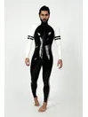 Bright Double Stripes Front Zipper Latex Catsuit Bright Double Stripes Front Zipper Latex Catsuit