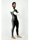 Bright Double Stripes Front Zipper Latex Catsuit Bright Double Stripes Front Zipper Latex Catsuit