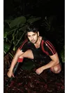 Stripes Latex Bodysuit Men Surf Suit