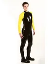 Women Double Color Front Thru Zipper Latex Catsuit