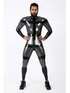 Cross Trim Shoulder Zipper Latex Catsuit