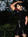 Stripes Latex Bodysuit Men Surf Suit