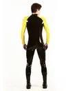 Women Double Color Front Thru Zipper Latex Catsuit