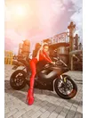 Women Latex Clothing Chest Leakage Moto Girl Slim Latex Catsuit