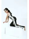 Women Latex Clothing Piano Black White Sleeveless Latex Catsuit Women Latex Clothing Piano Black White Sleeveless Latex Catsuit