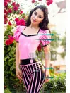 Vertical Striped Pants Short Sleeves Latex Catsuit Vertical Striped Pants Short Sleeves Latex Catsuit