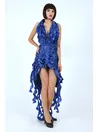 Women Multi-layer Pleats Halterneck Latex Party Dress