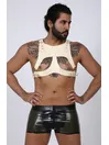 Men Latex Chest Back Cross Straps