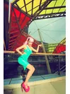 Women Sleeveless Layered Pleated Waist Latex Short Dress
