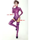 Purple High Collar Strip Annie Bodysuit Latex Clothing