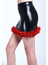 Women Ruffles Pleated Hem Latex Skirt
