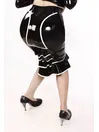 Women Pleated Hem Latex Skirt