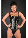 Layered Strap Front Zip Latex Sling Corset