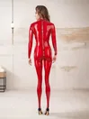Women Latex Clothing Red Full Body Back Zipper Latex Catsuit